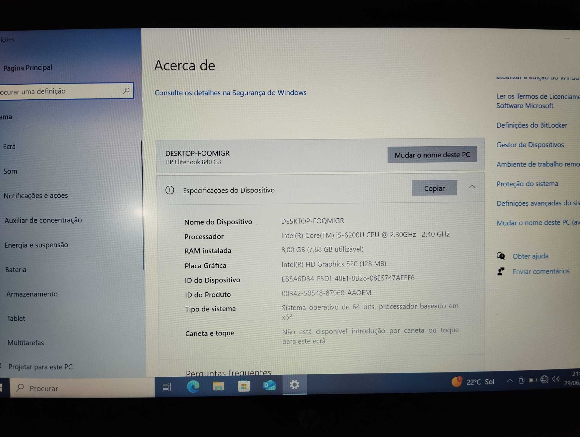 Computador portátil HP Elitebook 840 G3 i5