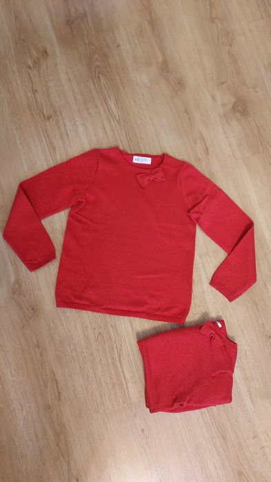 H&M jak nowe, swetry świąteczne dla bliźniaczek 122-128