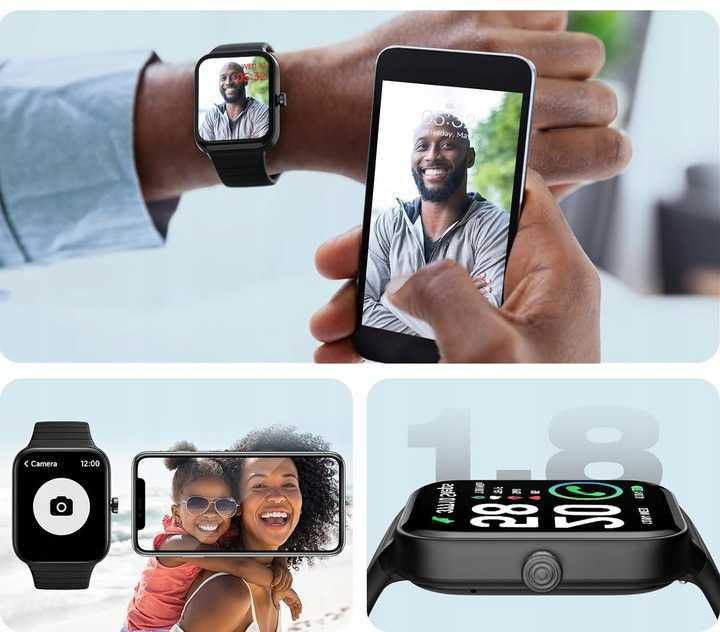 Smartwatch IDW15, Bluetooth, IP68, dla Android/iOS, czarny
