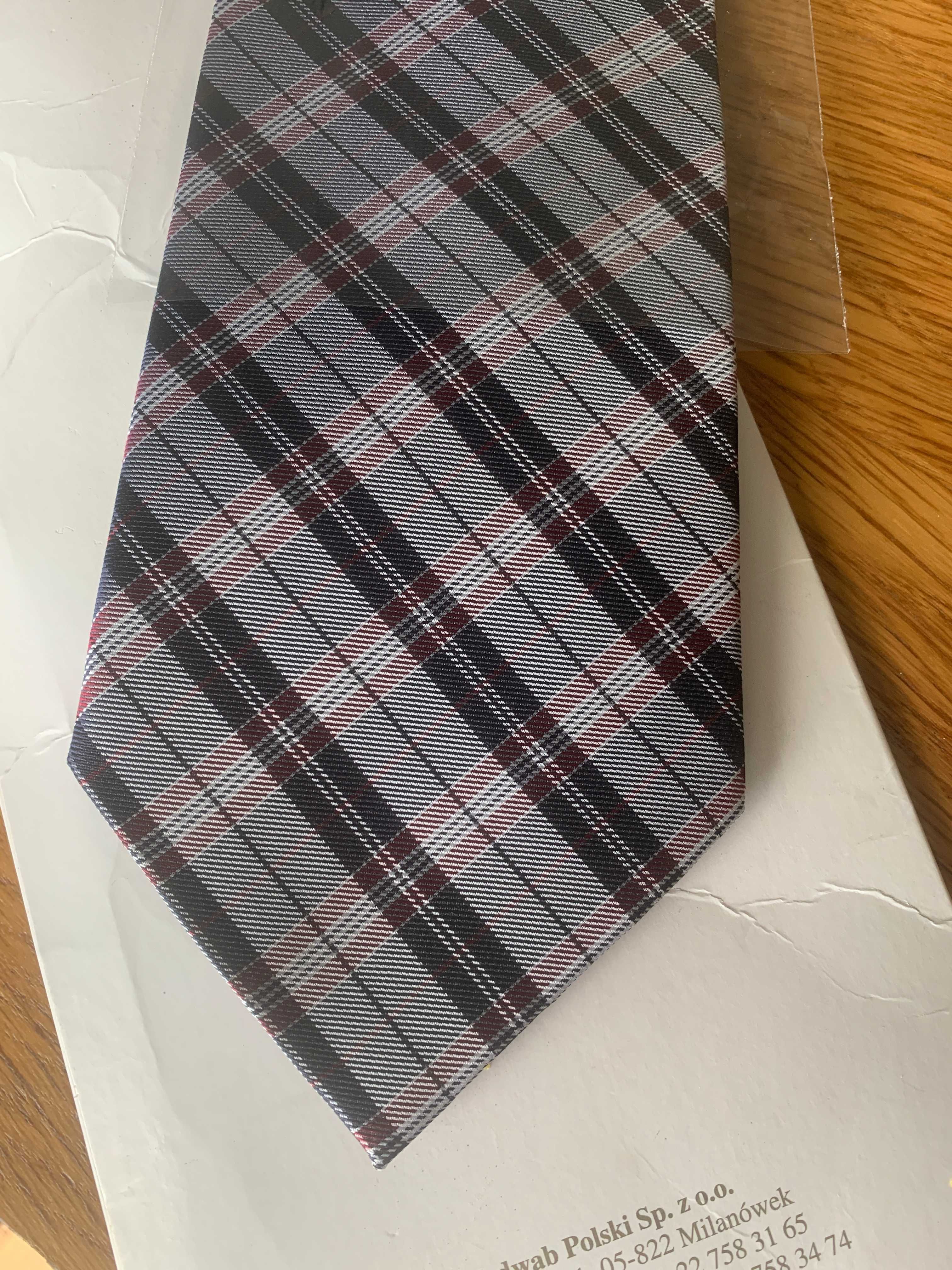 Nowy krawat żakardowy Jedwab Milanówek