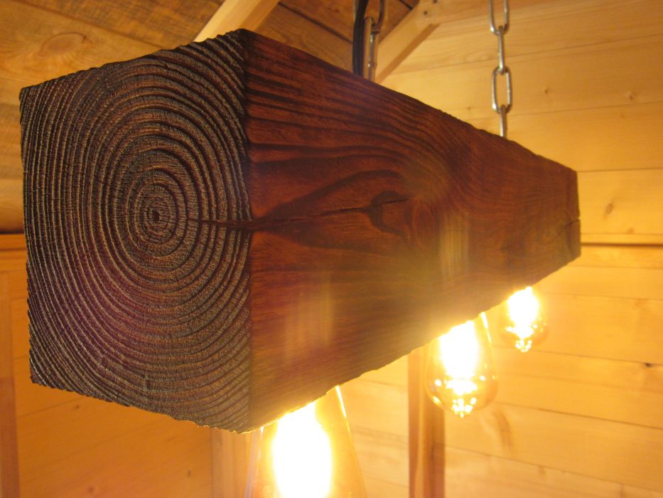 Lampa belka drewniana - altana, altanka, taras, styl rustykalny.