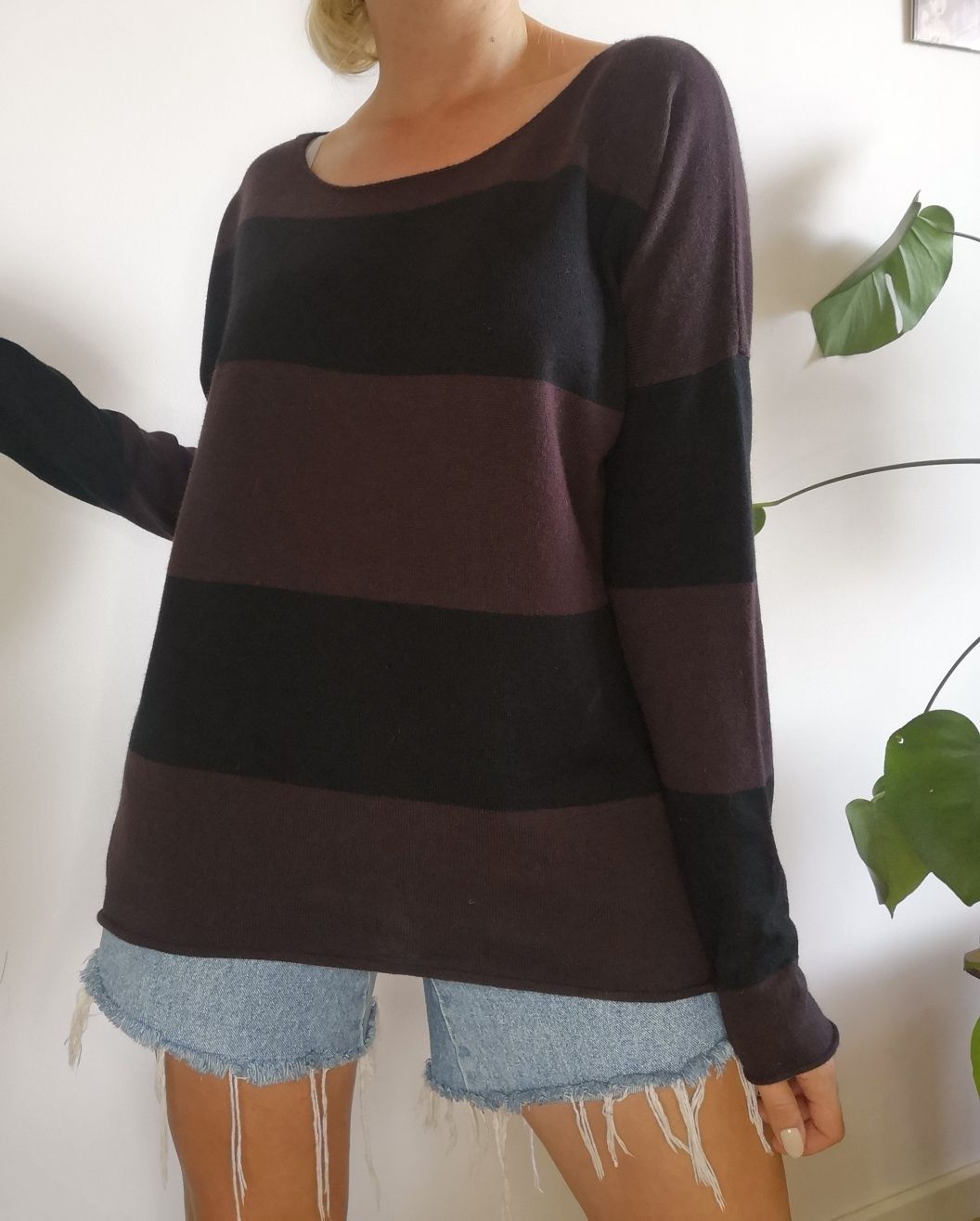 Wełniany sweter w pasy oversize premium Part Two