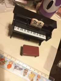 игрушка пластик фигурка мини фортепьяно пианино стул ноты