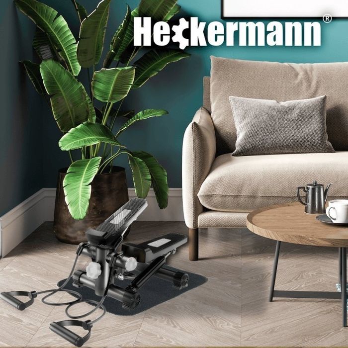 Степпер 2в1 поворотний з еспандерами Heckermann Mini + килимок