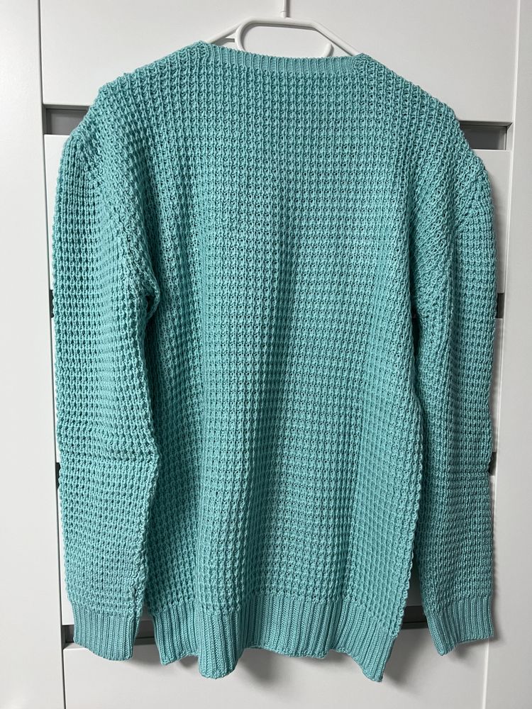 Sweter azurowy miętowy akryl