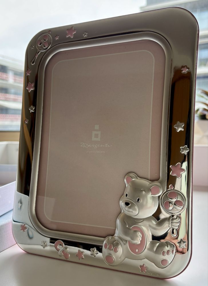 Porta retrato infantil de prata novo