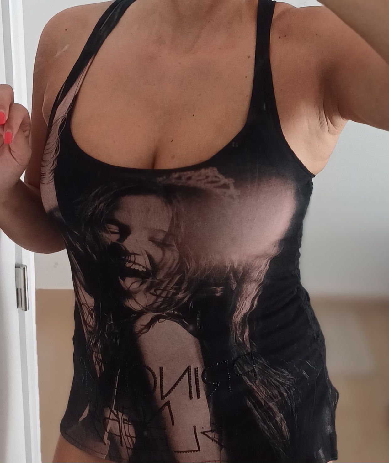 Top estampado/rendado - M