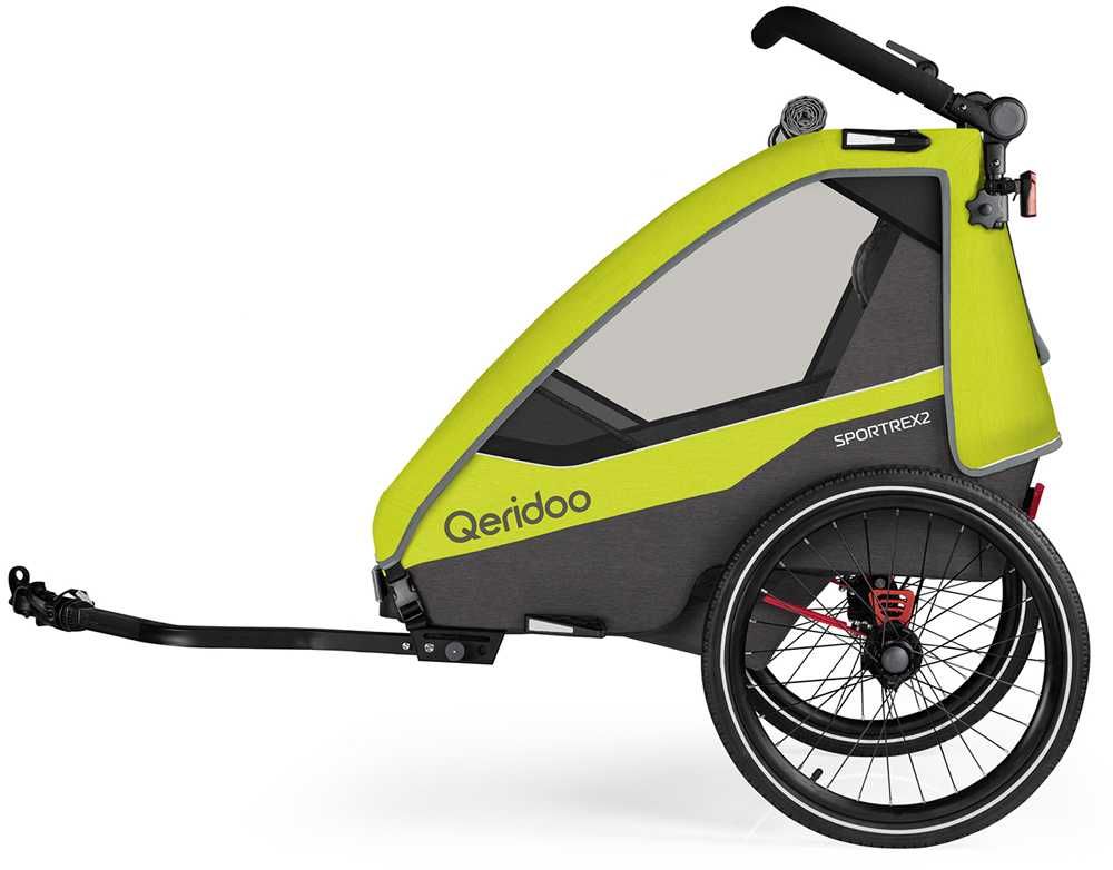 Przyczepka Rowerowa Wózek Qeridoo Sportrex2 Lime green, Model 2023