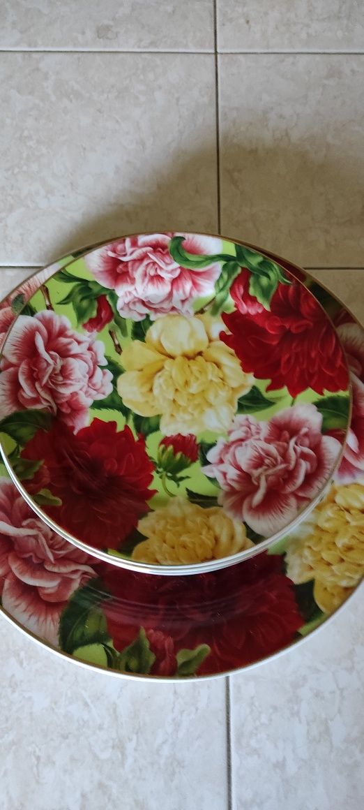 Набор тарелок для десерта пионы с блюдом и лопаткой керамика