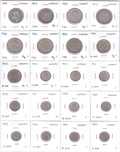 44 moedas Suécia de diversas datas e metais prata, cobre...