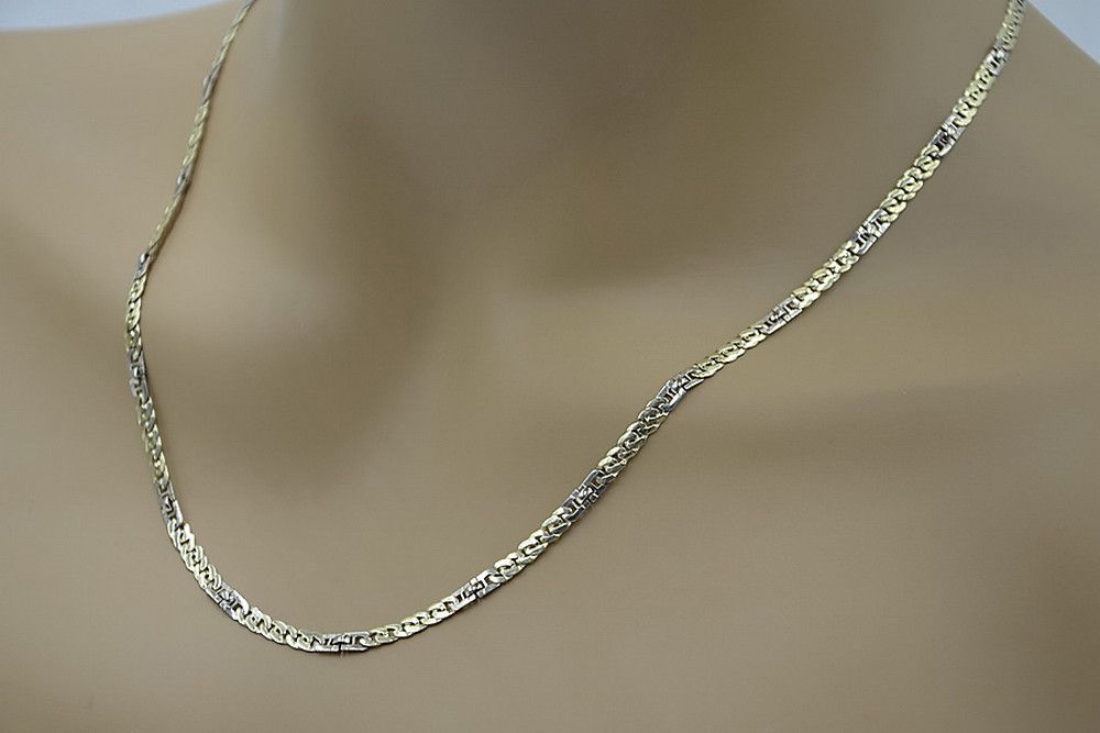 Złoty łańcuszek bikolor 14k 585 włoski pełny pancerka cc043yw 50cm Wr