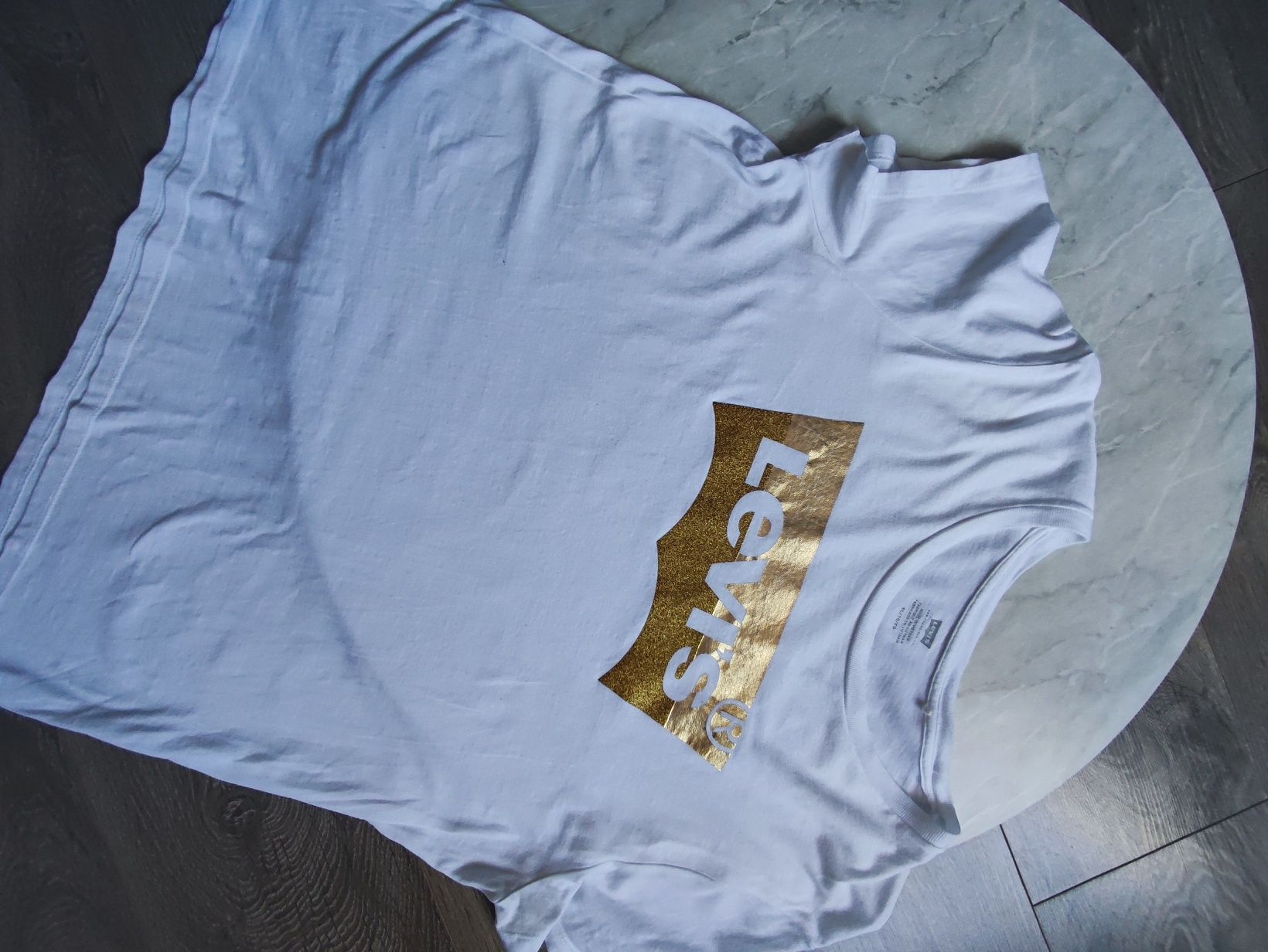 T shirt Levi's biały złote logo rozm xl