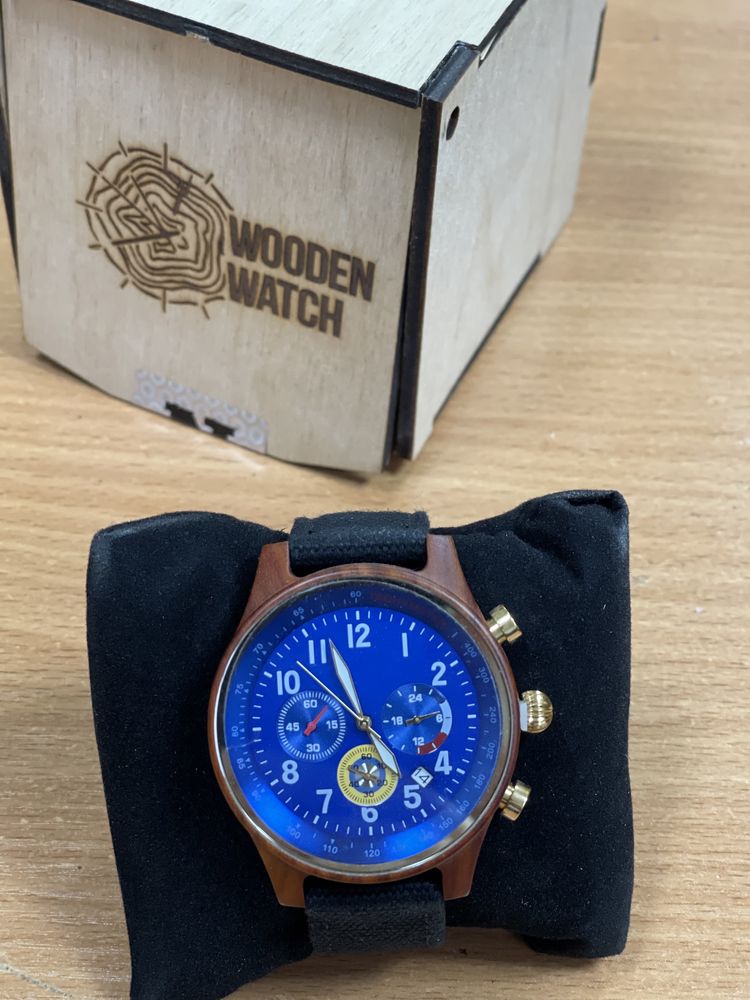 Наручные часы WoodenWatch Comandor, Синий циферблат