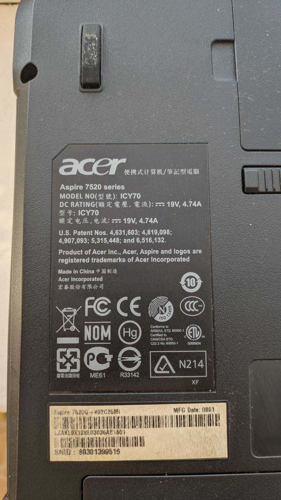 Ноутбук  Acer Aspire 7520ук