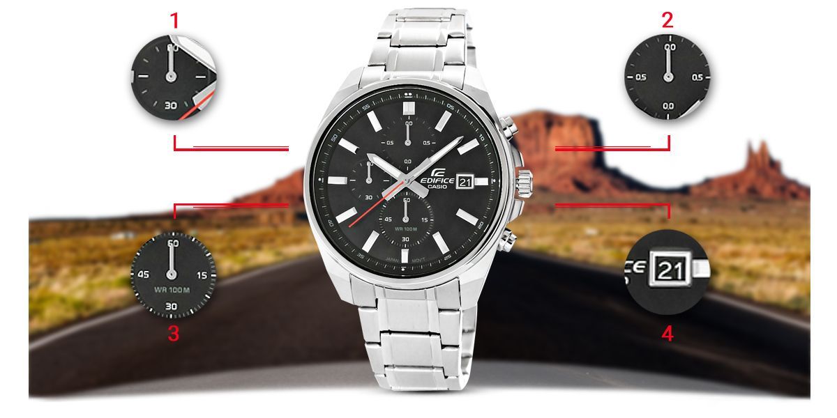 zegarek męski casio edifice efv-610d-1avuef 10 bar + box