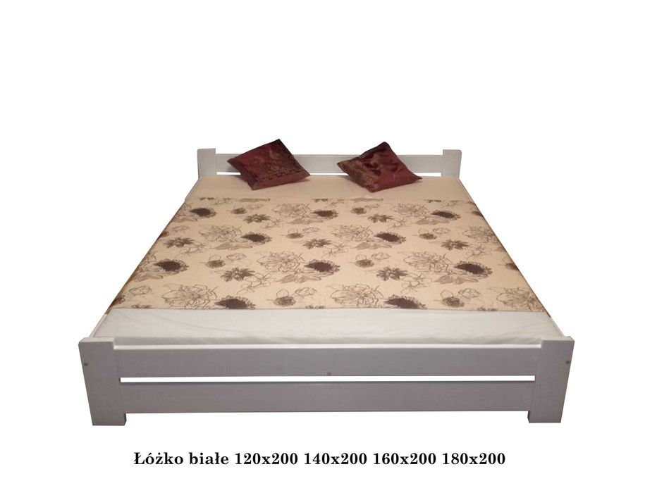 Łóżko Białe Siwe + Materac sprężynowy 120x200 140x200 160x200 180x200