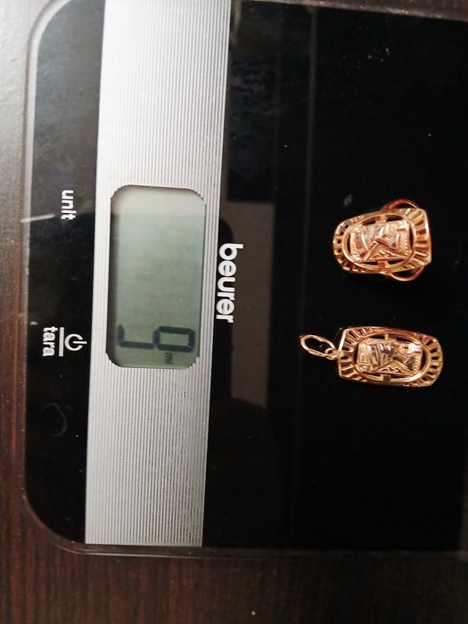 Золота каблучка перстень +підвіска. Проба 585. Нефертіті.