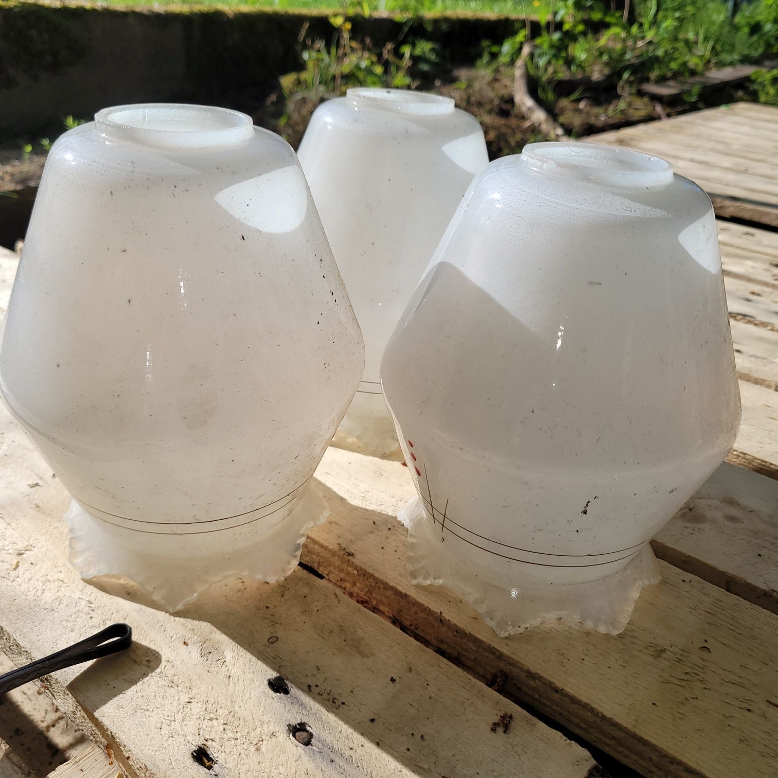 Klosze zestaw,  5 kloszy do lampy , klosze PRL