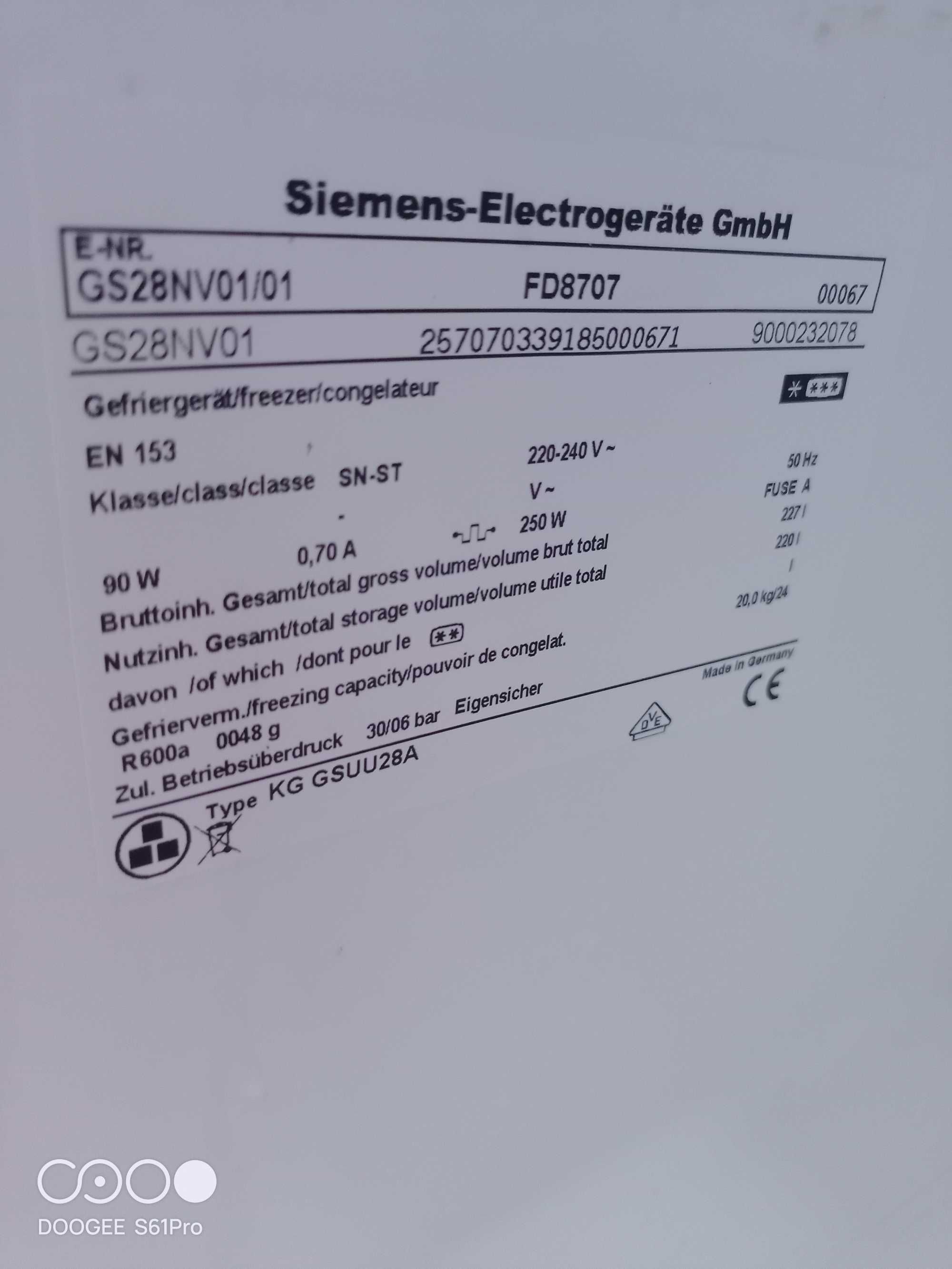 Zamrażarka Siemens GS28NV10/01