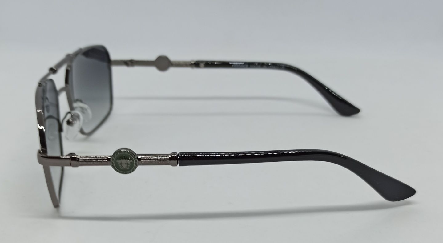 Versace очки мужские классика серый градиент в темно сером металле