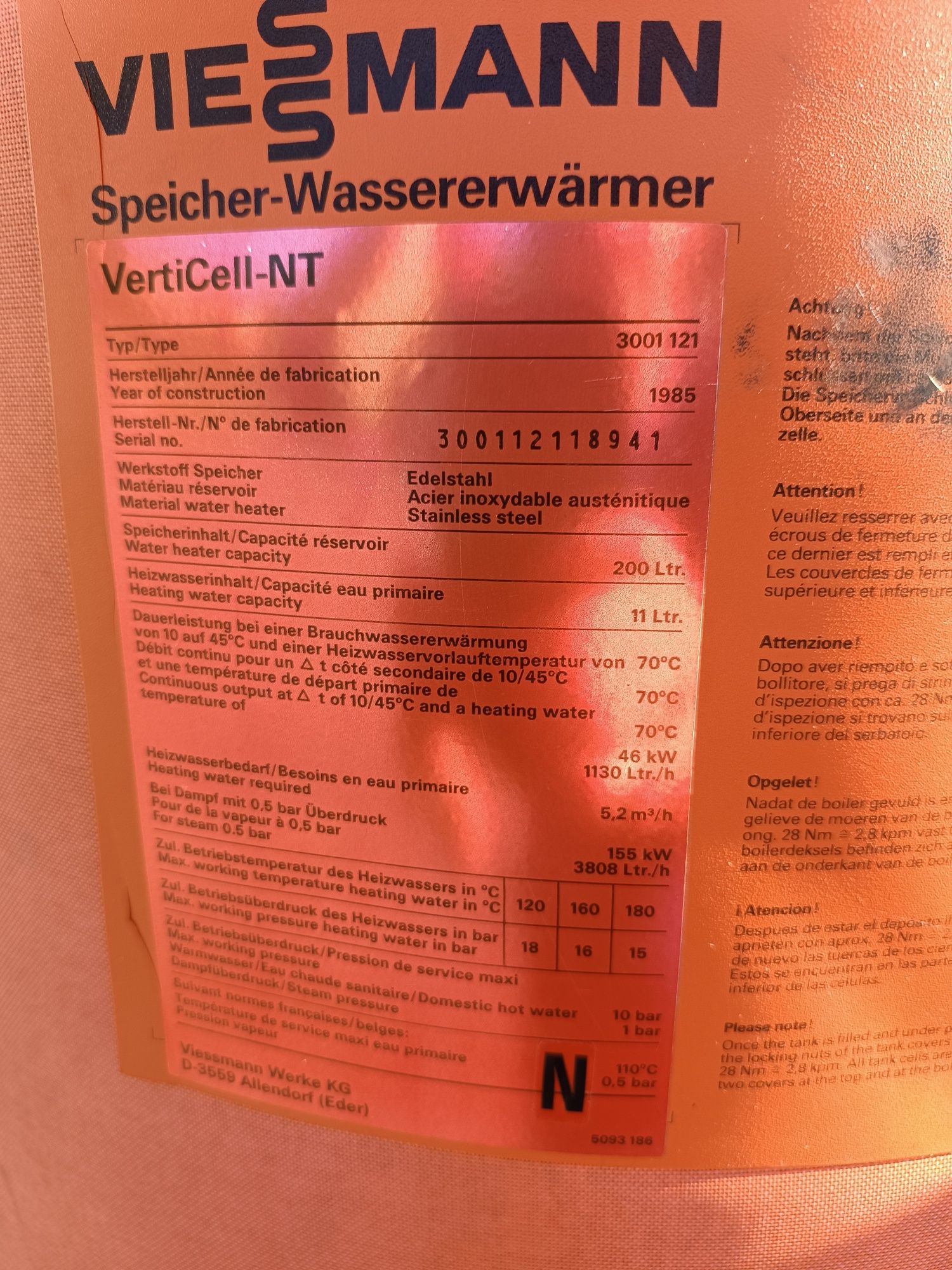 Bojler 200L Viessmann ze stali nierdzewnej
