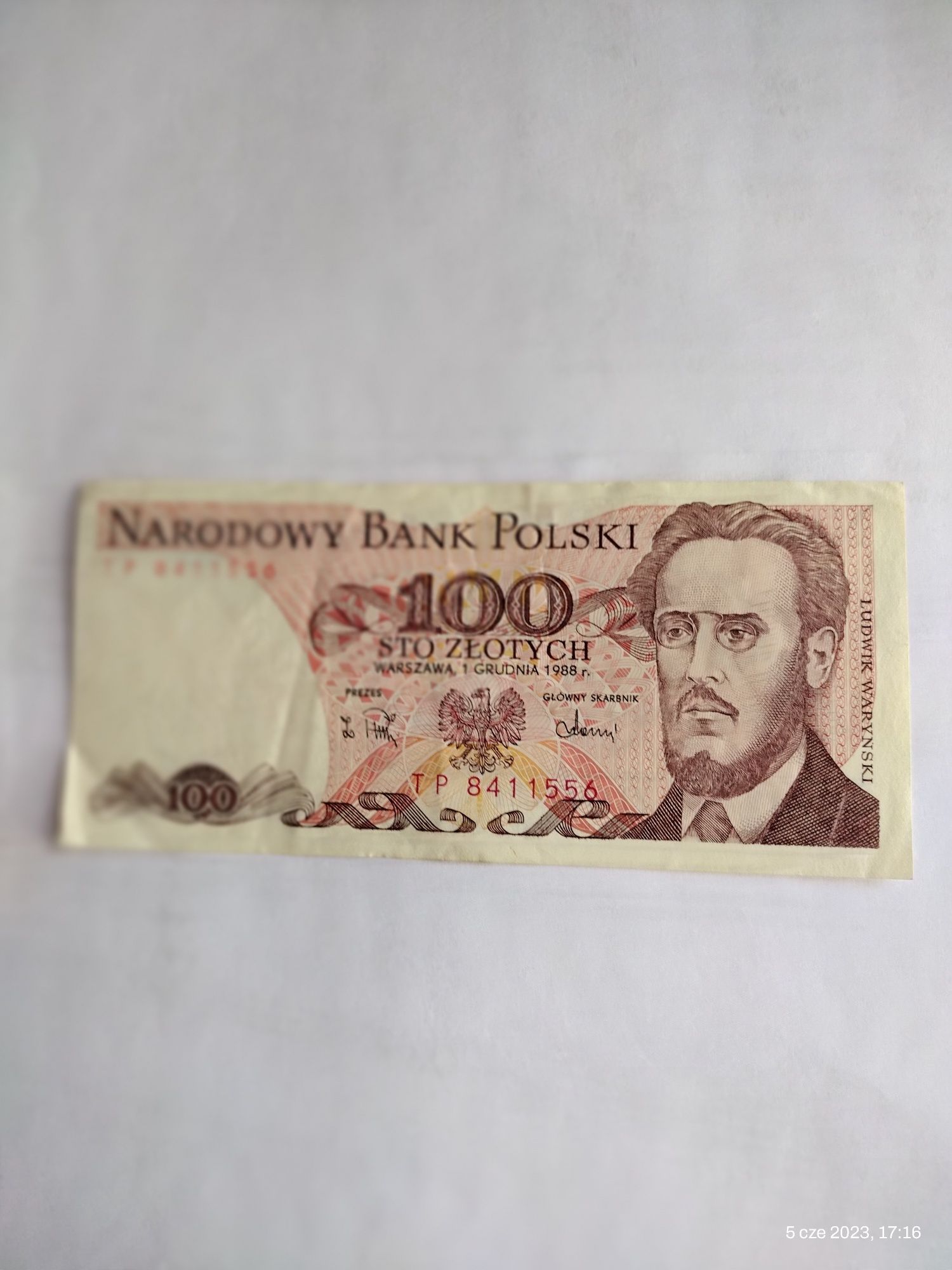 Banknot 100 zł PRL 1988 r