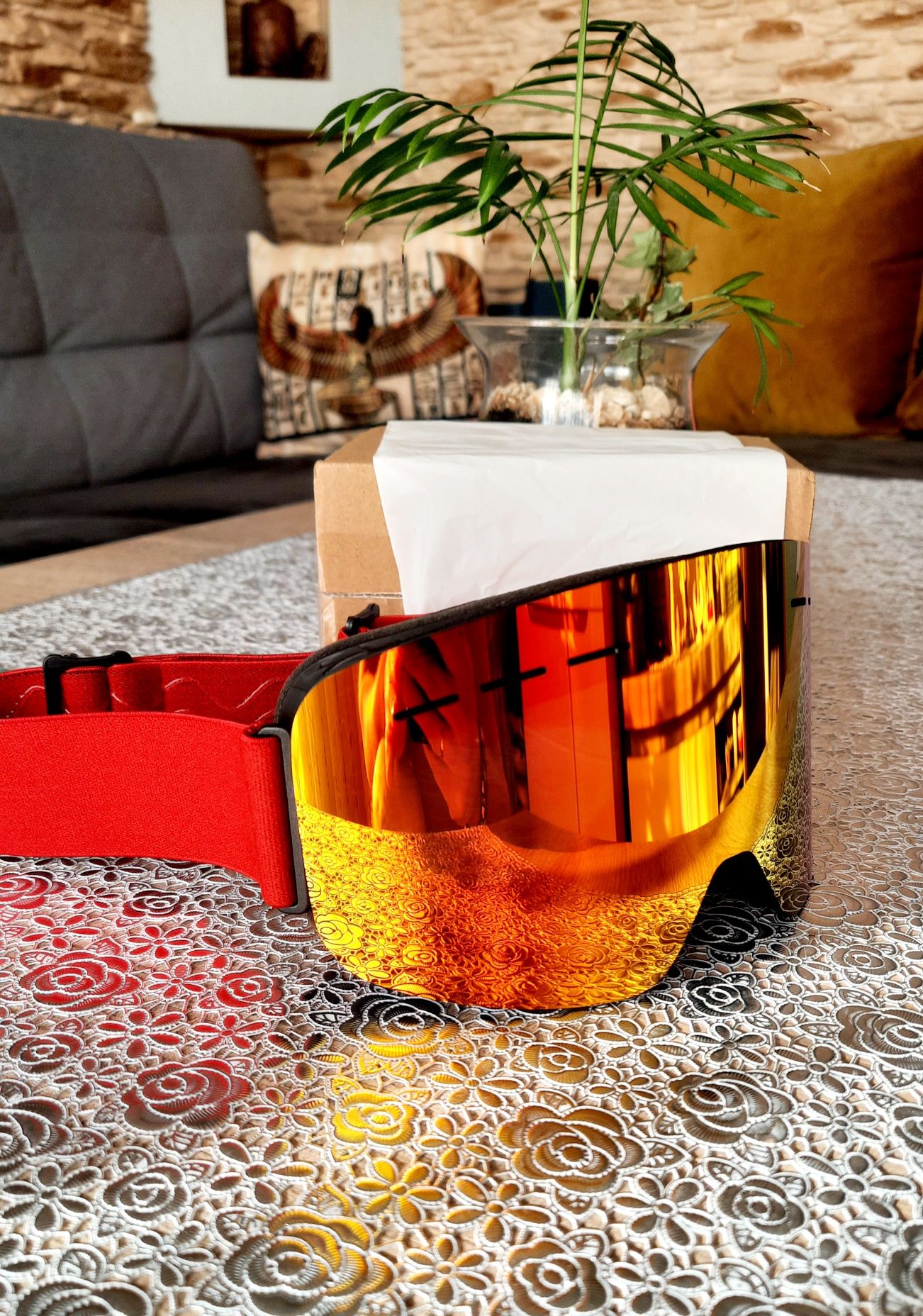 Gogle narciarskie snowboardowe z powłoką lustrzaną, kameleon anti-fog,