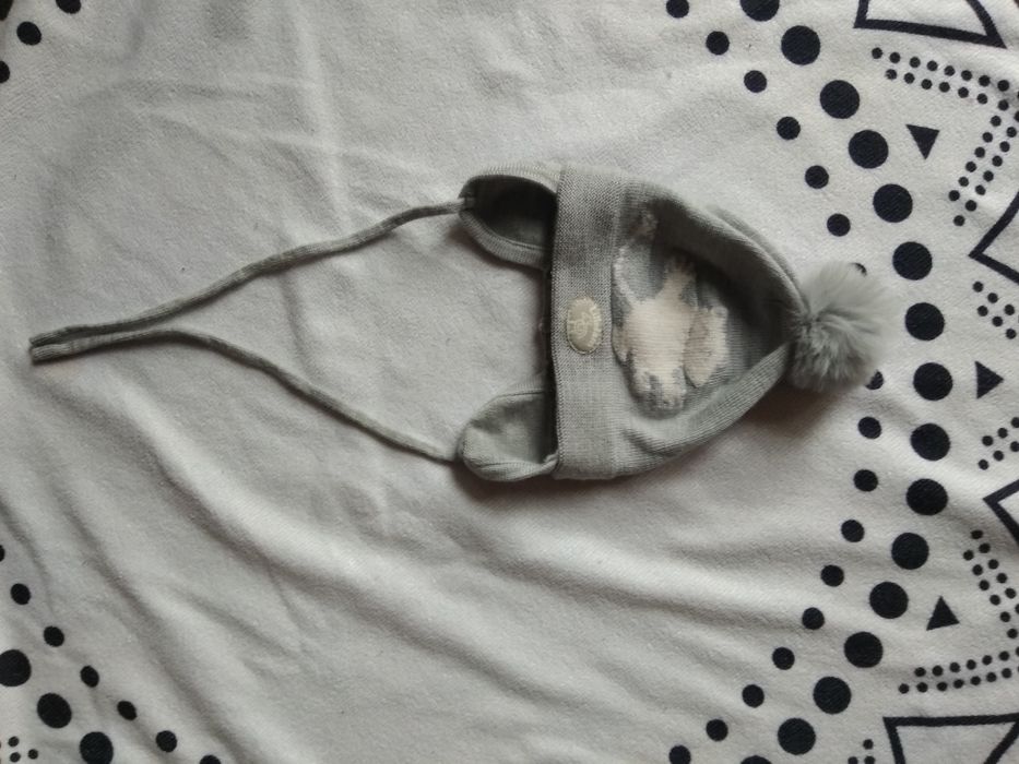 Czapka zimowa wiązana 100% Merino wool 44/46 cm 6-12 m 68-74 Lillelam