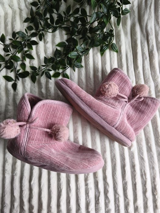 Ciepłe kapcie bamboszki różowe 38/39