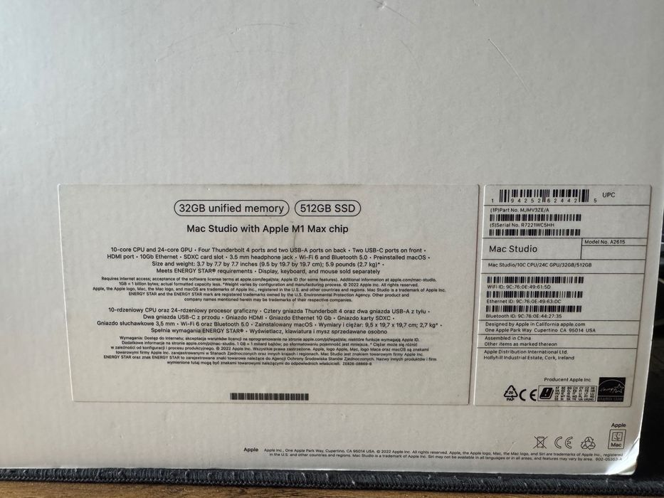 Apple Mac Studio M1 MAX 32GB RAM, 512 SDD