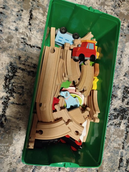 Klocki tory drewniane 2 zestawy