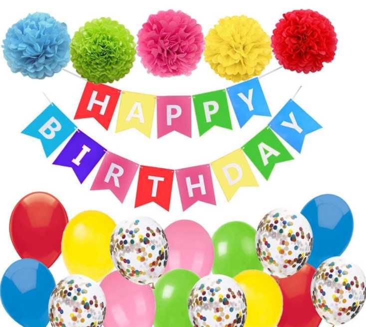 Dekoracja balonowa urodzinowa - kolorowa - wys. GRATIS