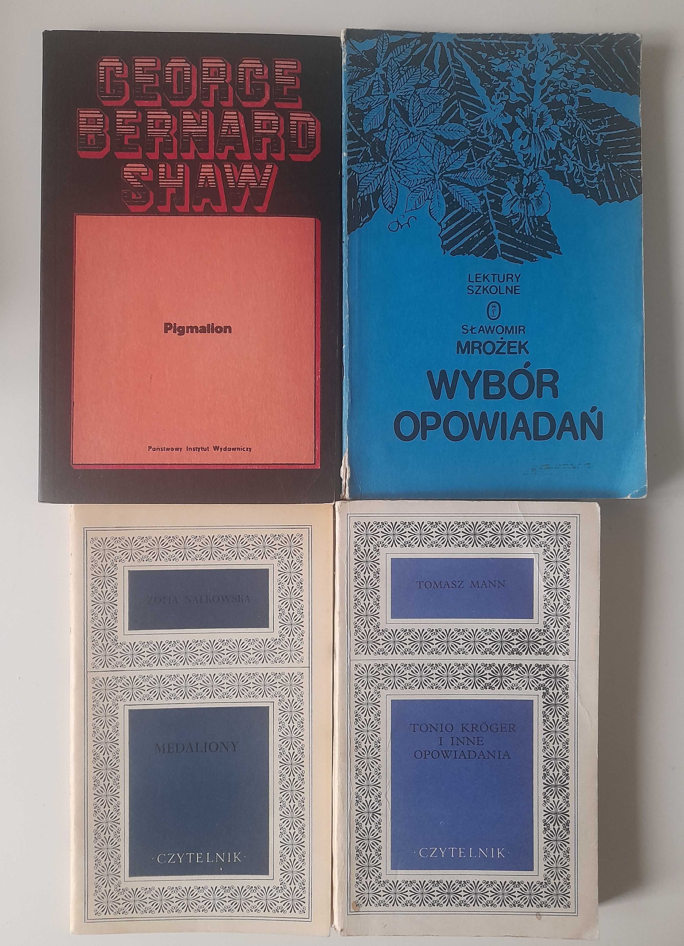 Lektury szkolne 4 książki Pigmalion Shaw i inne Mrożek Nałkowska Mann