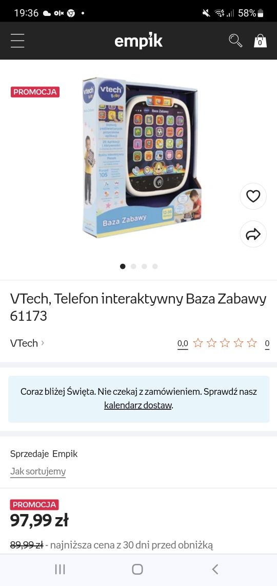 VTech, Telefon interaktywny Baza Zabawy 61173 zabawka edukacyjna