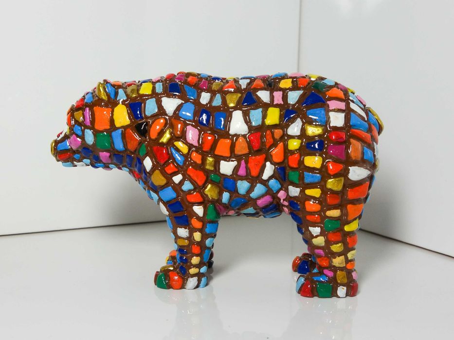 Figurka niedźwiedź, mozaika miś rzeźba ręcznie malowana DUŻA