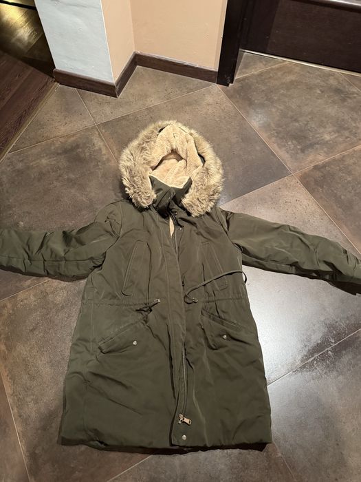 Zara zimowa kurtka z misiem r.M khaki