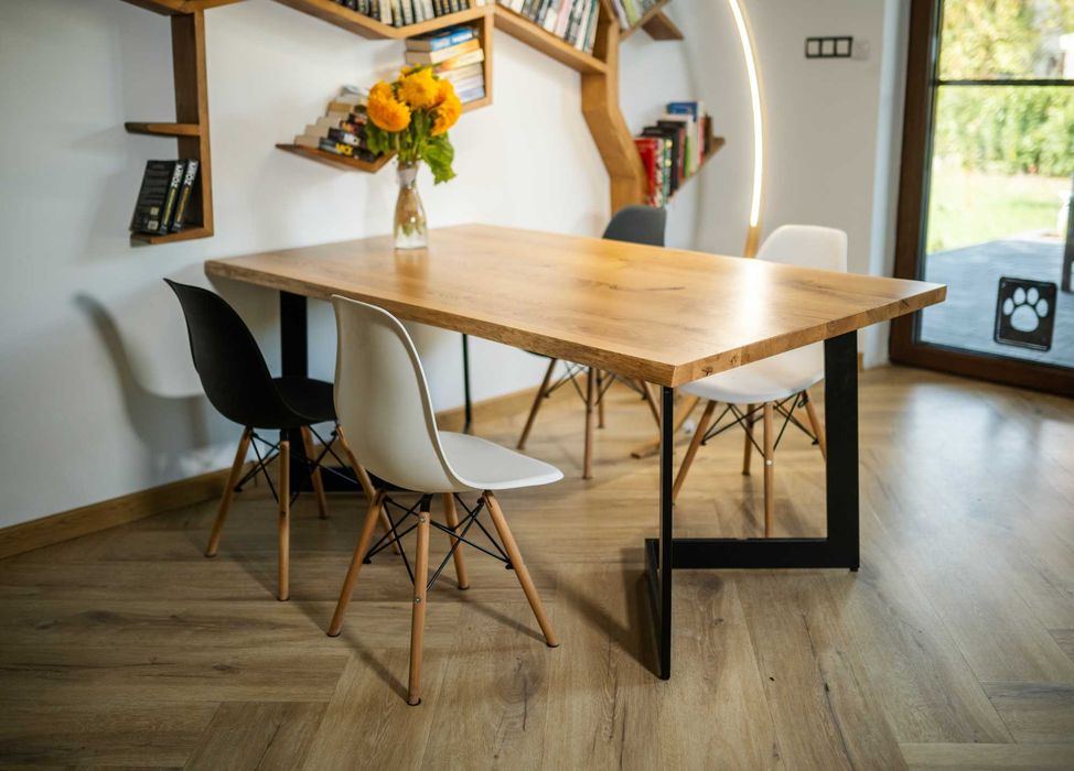 Stół drewniany dąb lity rozkładany rustic blat  LOFT Loftowy Dęblin