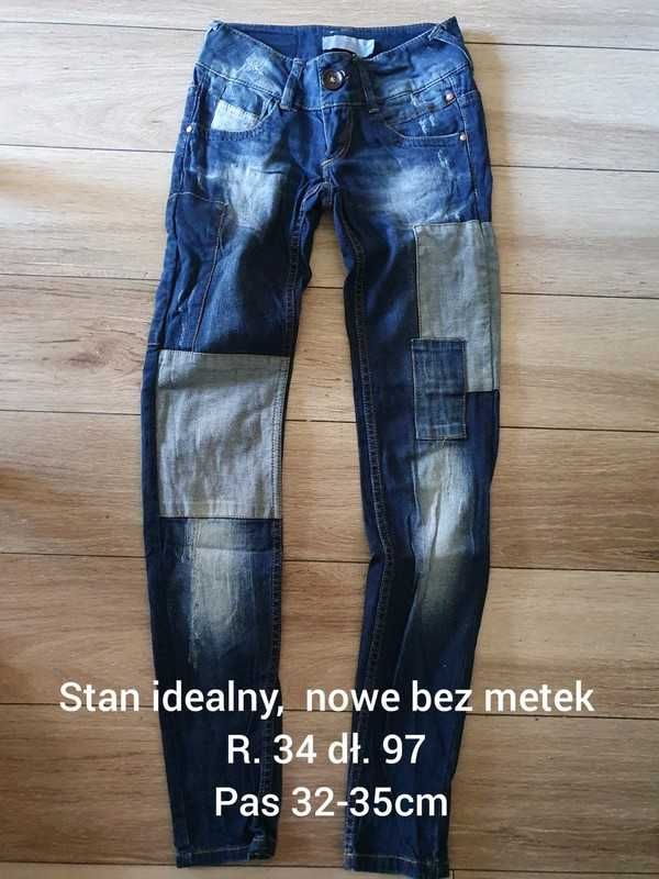 Spodnie jeansy przecierane nieużywane 34 Xs nowe