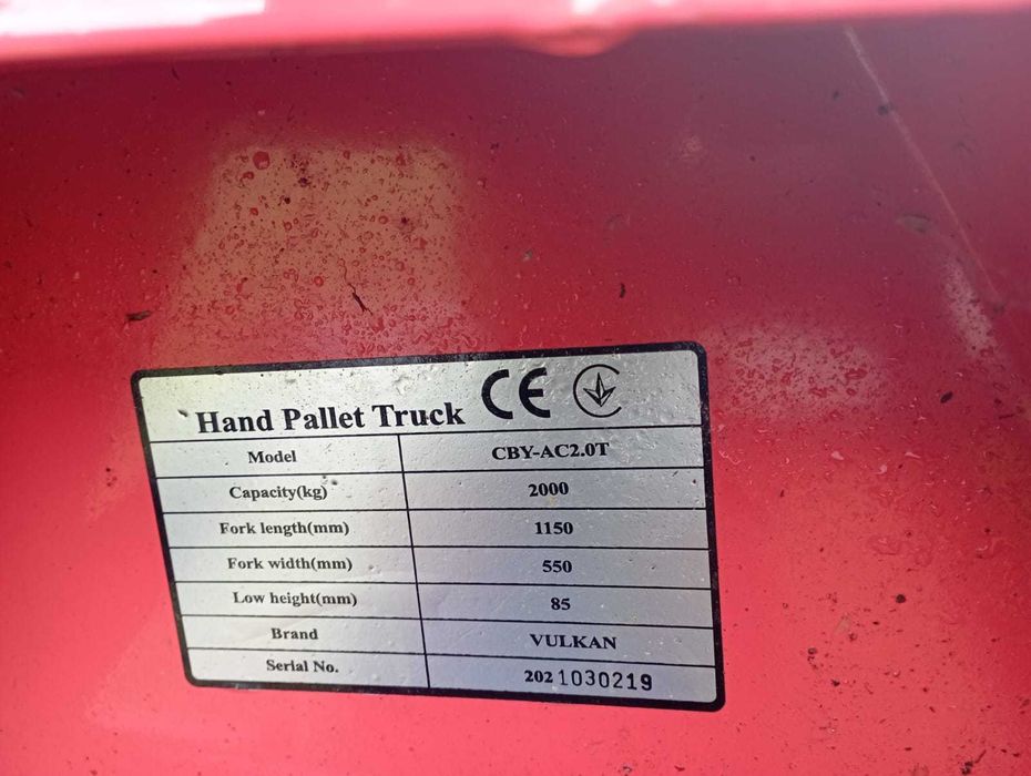 Візок гідравлічний (рокла) Vulkan CBY-AC2.0T