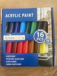 Farby akrylowe Artist&Co wielokolorowy 16 szt. X 36 ml.
