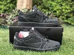 Travis Scott x Air Jordan 1 Low OG all black inverted hook low  36——46