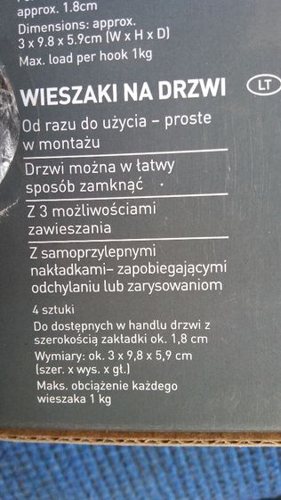 Haczyki do mebli, drzwi – 2szt