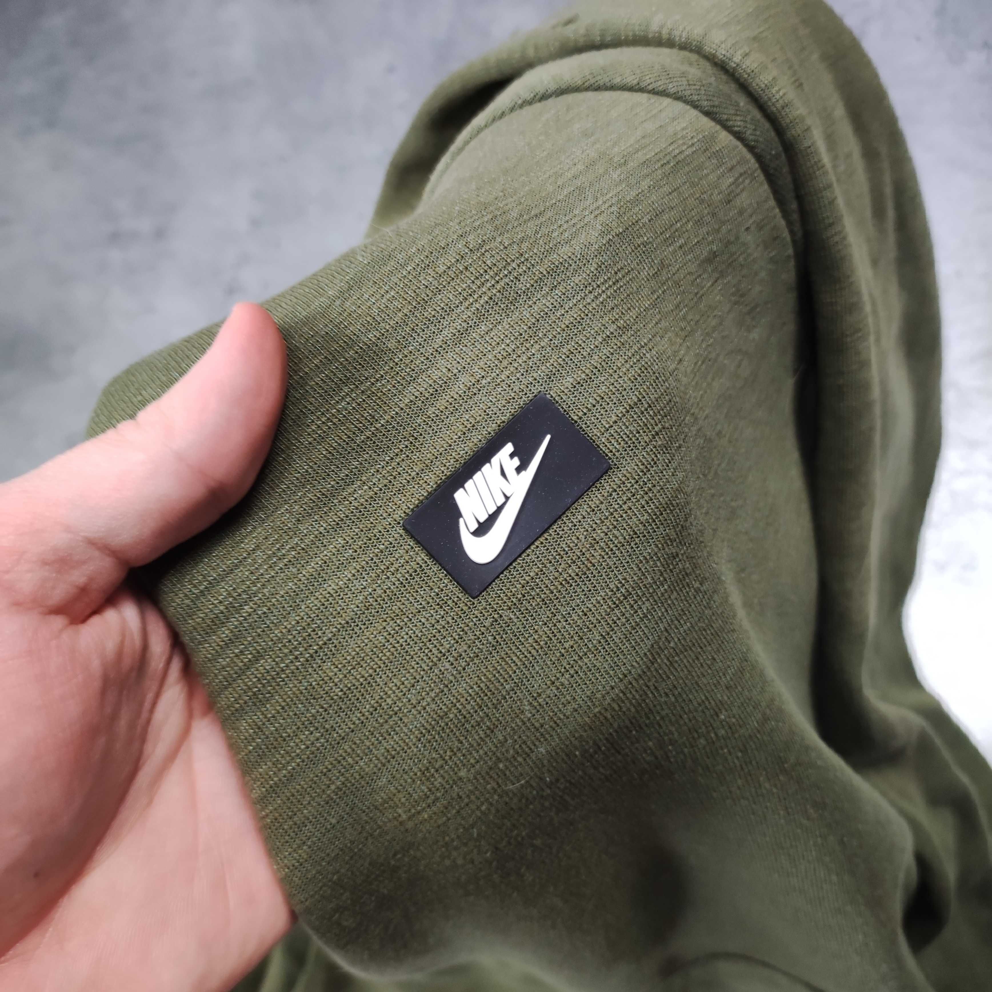 MĘSKA Bluza bez Kaptura Sportowa Nike Khaki Małe Logo Haft Klasyczna