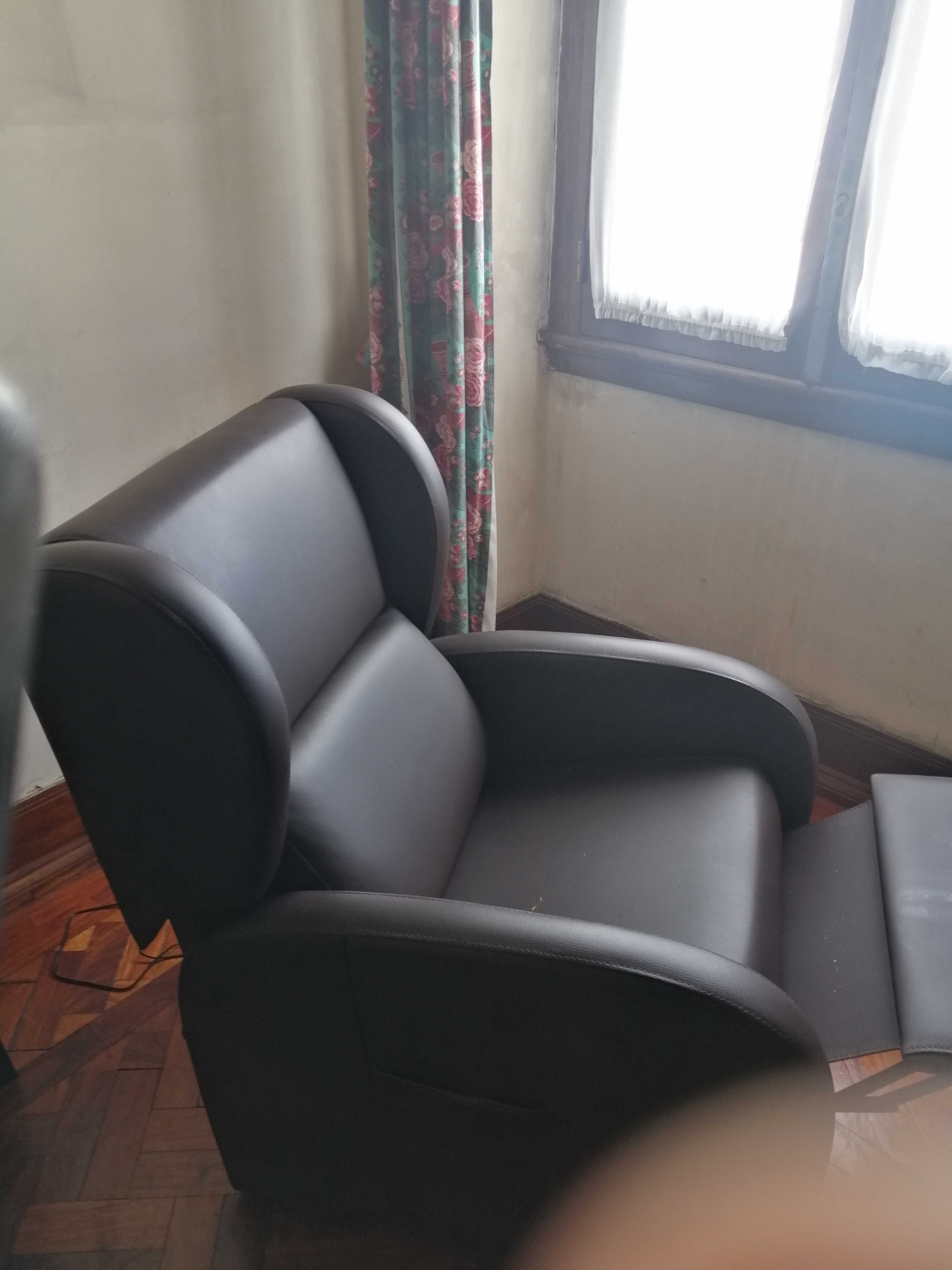 Cadeira reclinável eléctrica couro preto com garantia