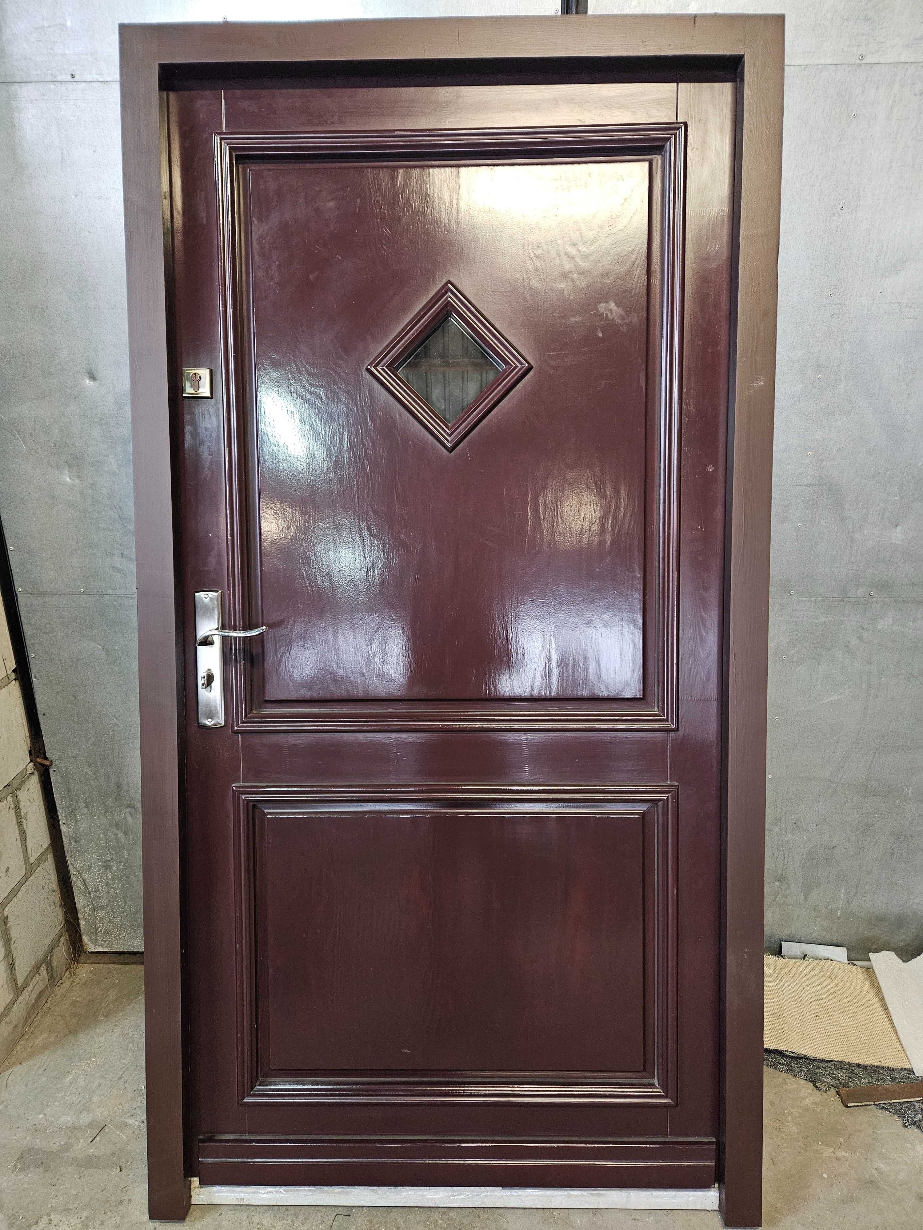 DRZWI Zewnętrzne Drewniane Sosnowe Wejściowe 111x211cm