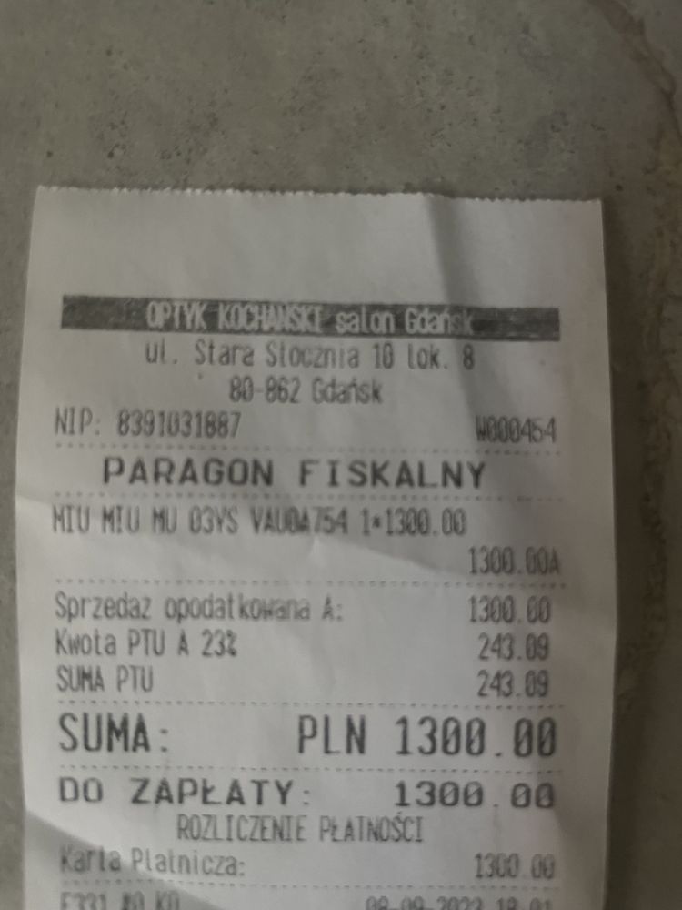 Okulary miu miu orginał optyk kochanski