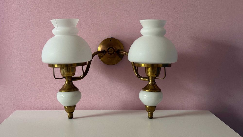 Lampka wisząca, kinkiet Polam Wieliczka PRL 1979