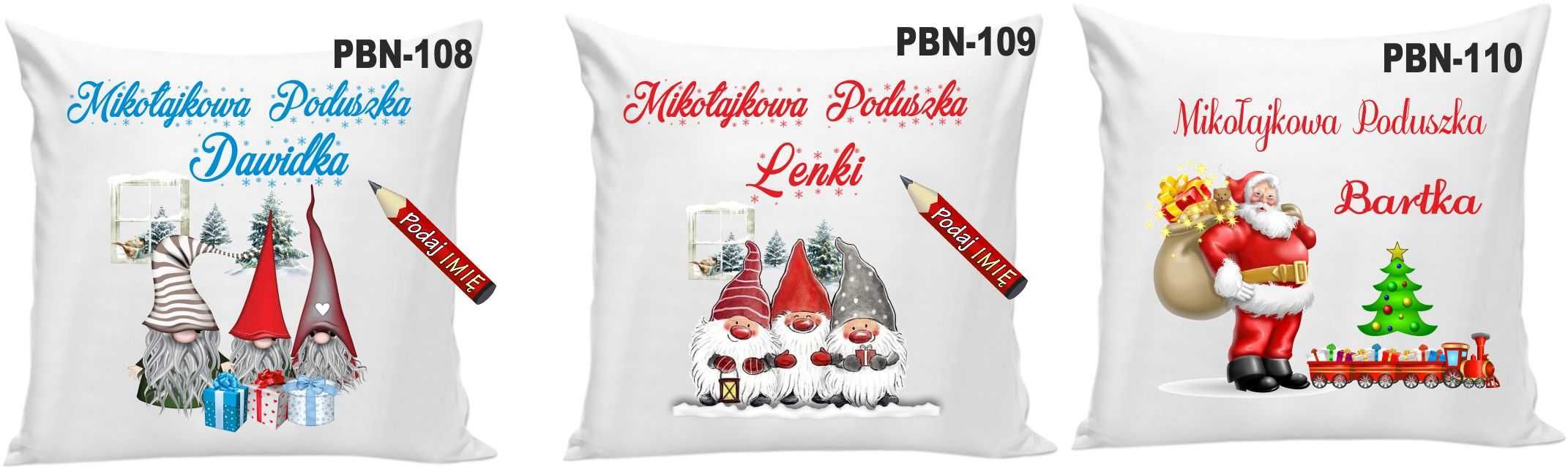 Poduszka z Imieniem Skrzat Święta Mikołaj Gwiazdka WZORY !