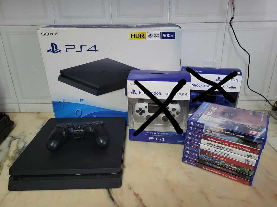 PS4 Slim 500GB + acessórios e jogos