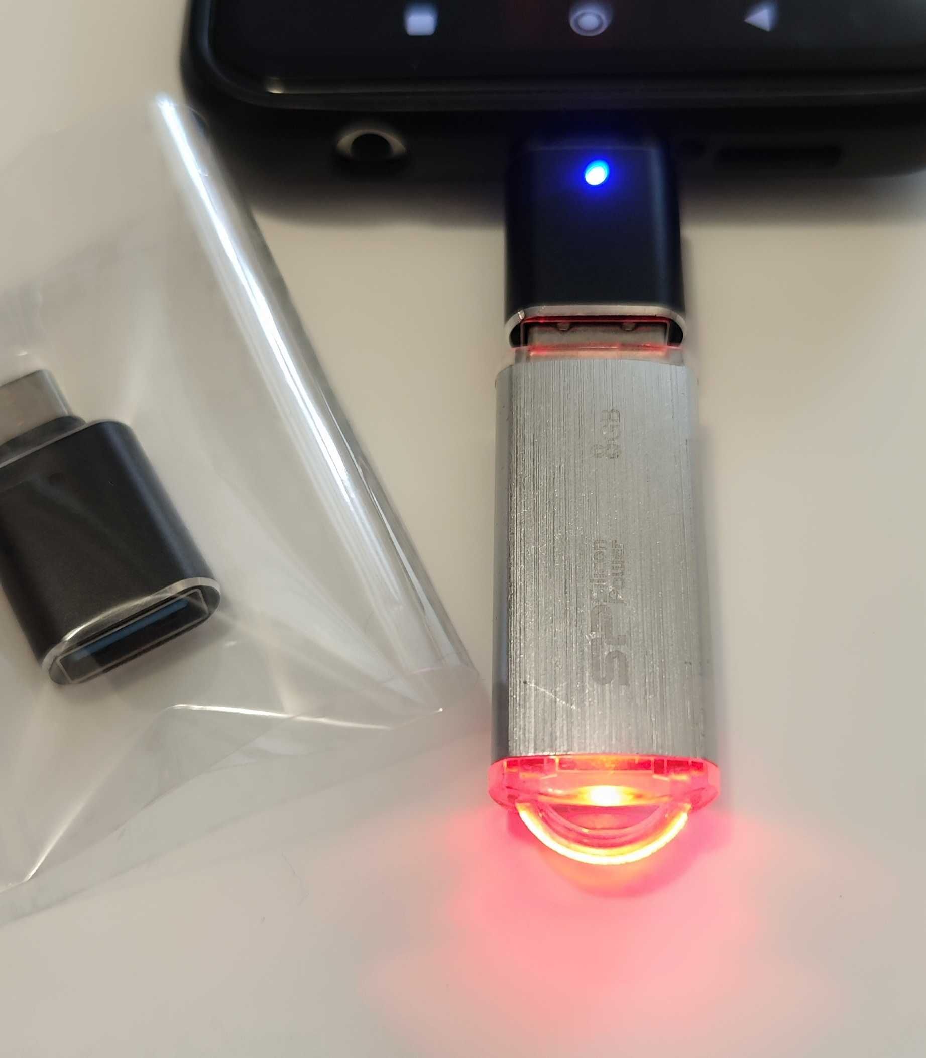 Адаптер перехідник переходник отг OTG C-Type USB 3.0 Led blue